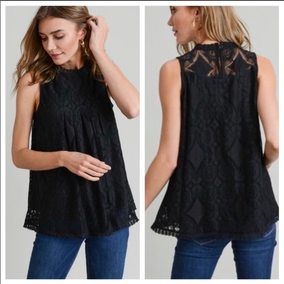 Tops - NWT Bohemian Black Crocheted Tunic Blouse: L 8/10